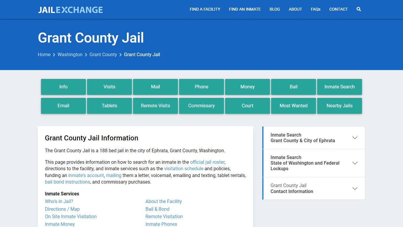 Grant County Jail, WA Inmate Search, Information